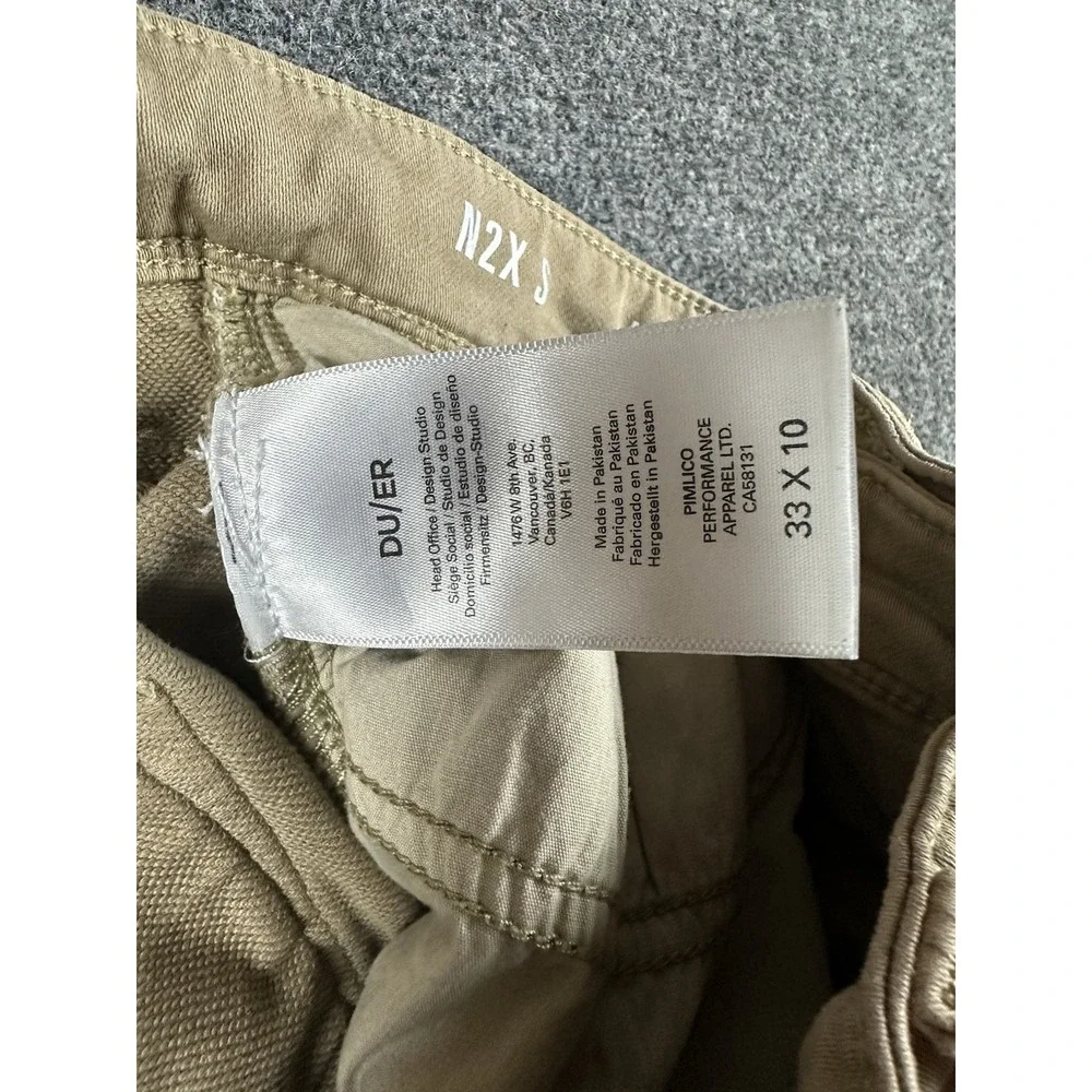 DU/ER N2X Slim Fit Shorts Mens Size 33X10* Brown/Beige 5-Pocket MSNS1011